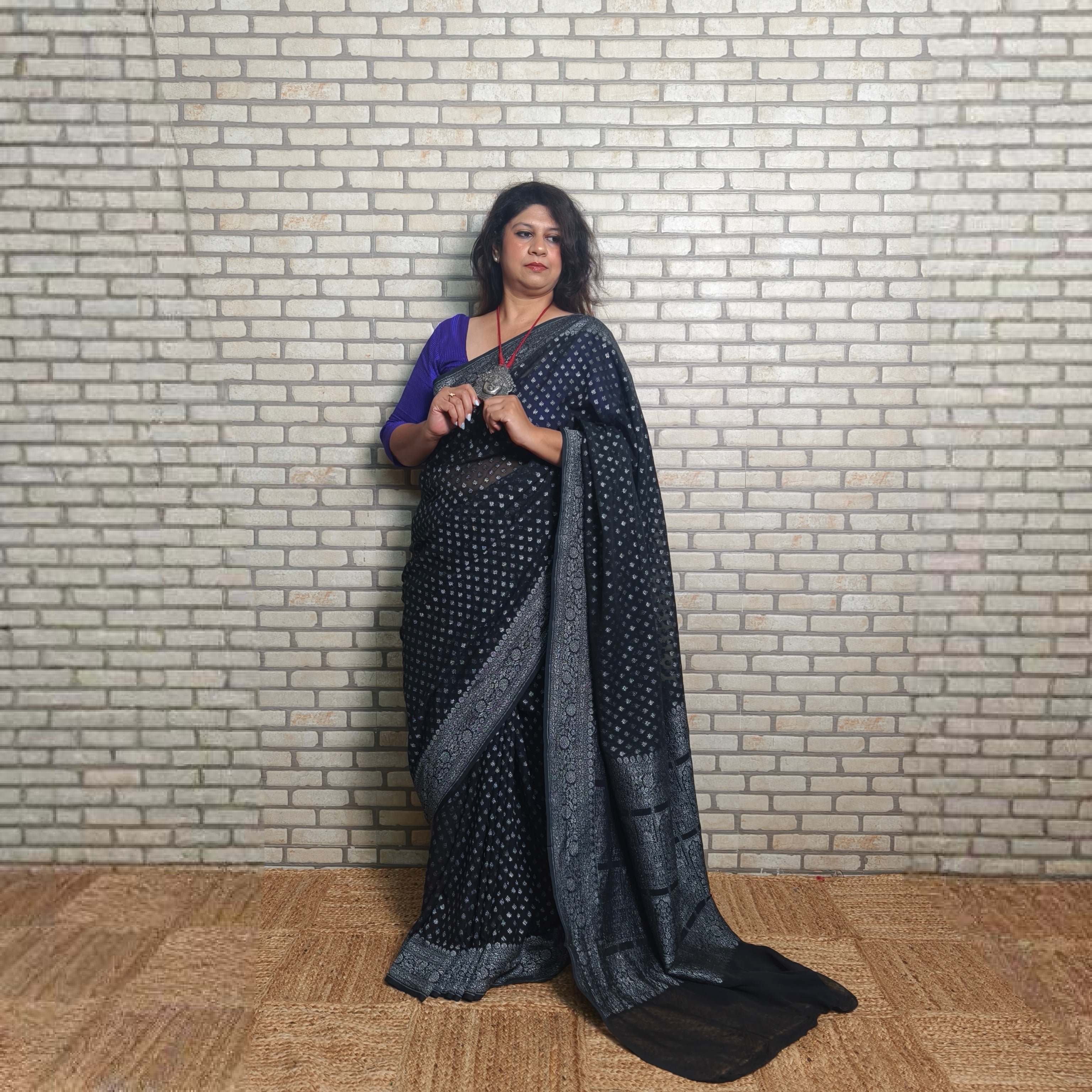 Stunning Black Khaddi Georgette Saree