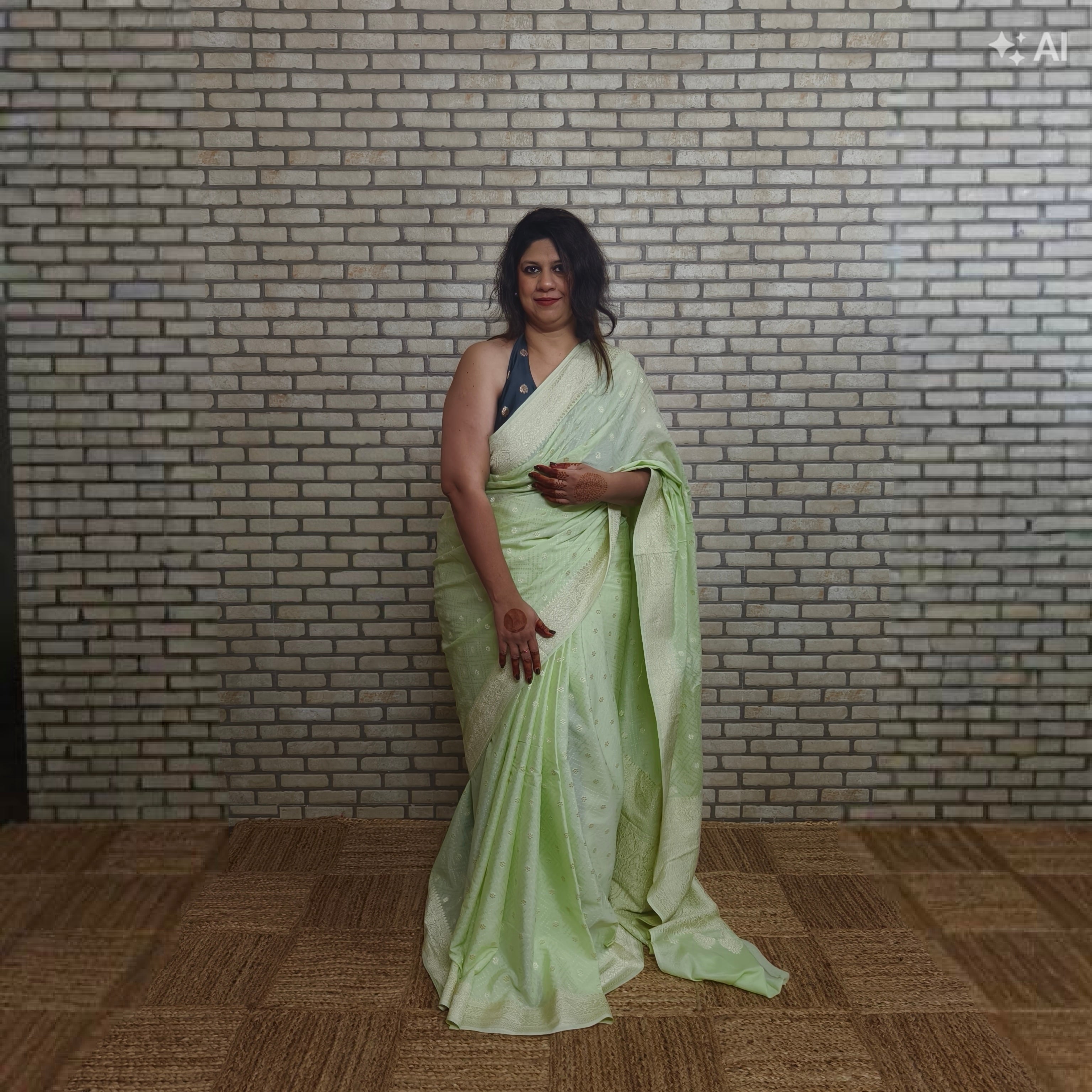 Pista Khaddi Georgette Saree