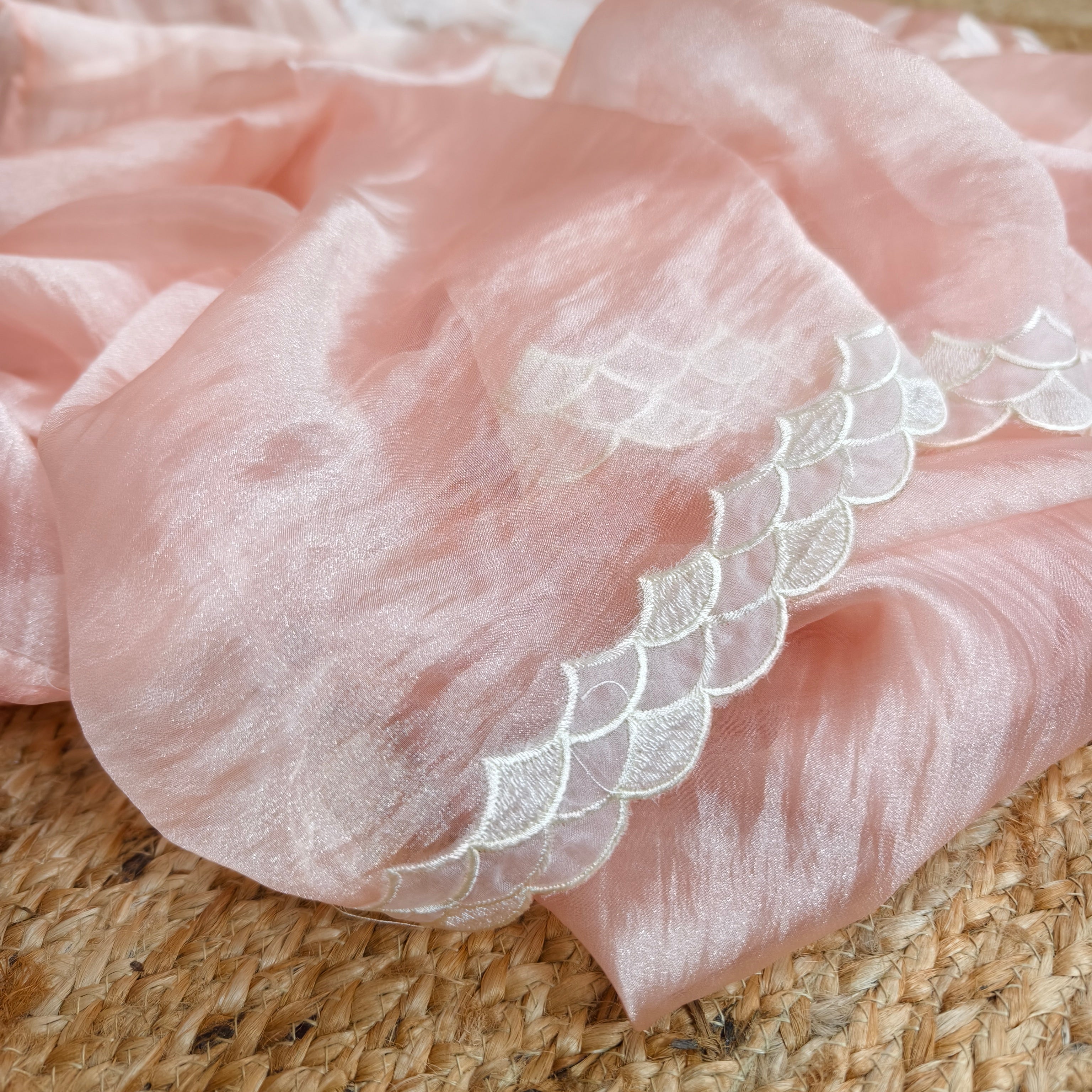 Peach Tissue Organza Saree