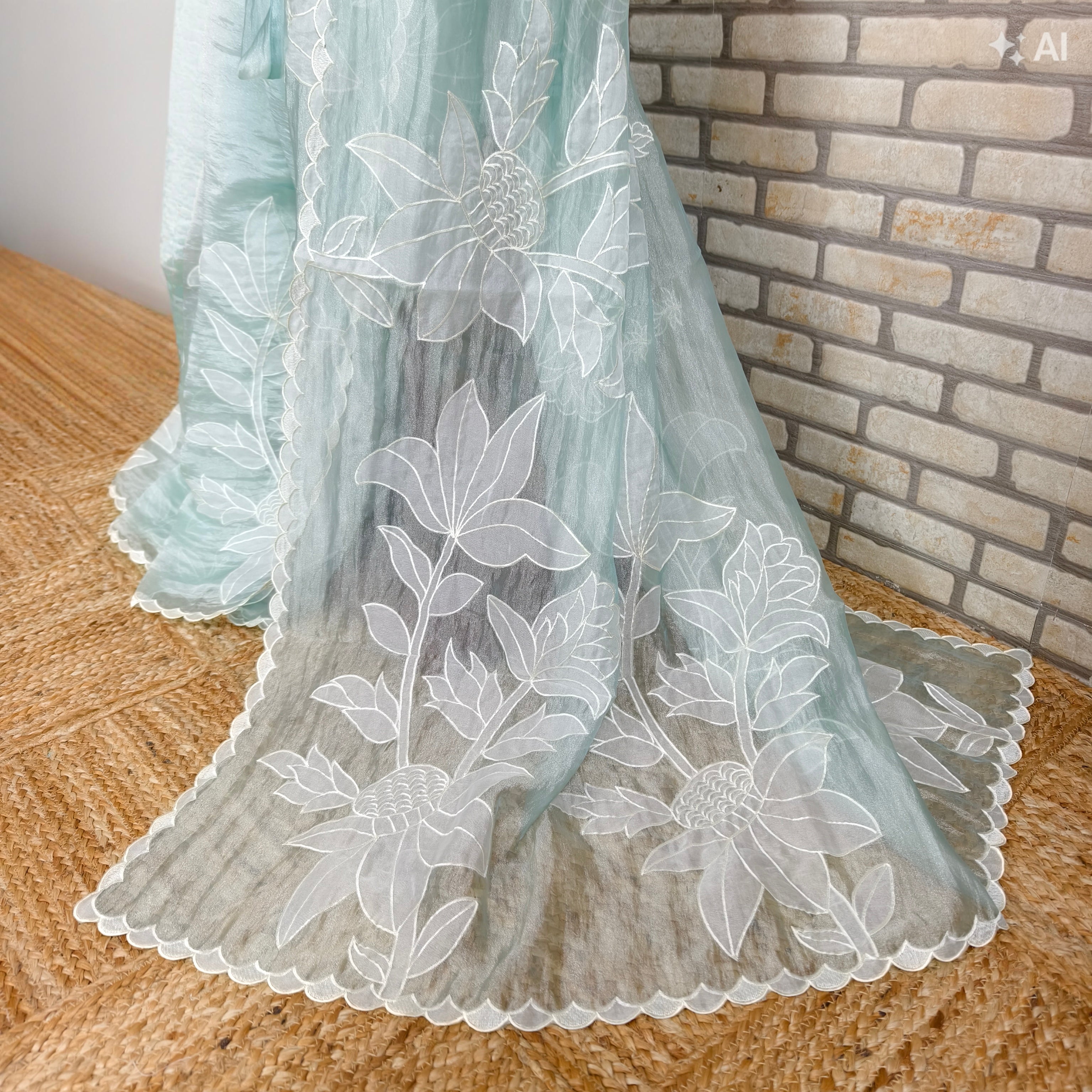 Pista Tissue Organza Saree