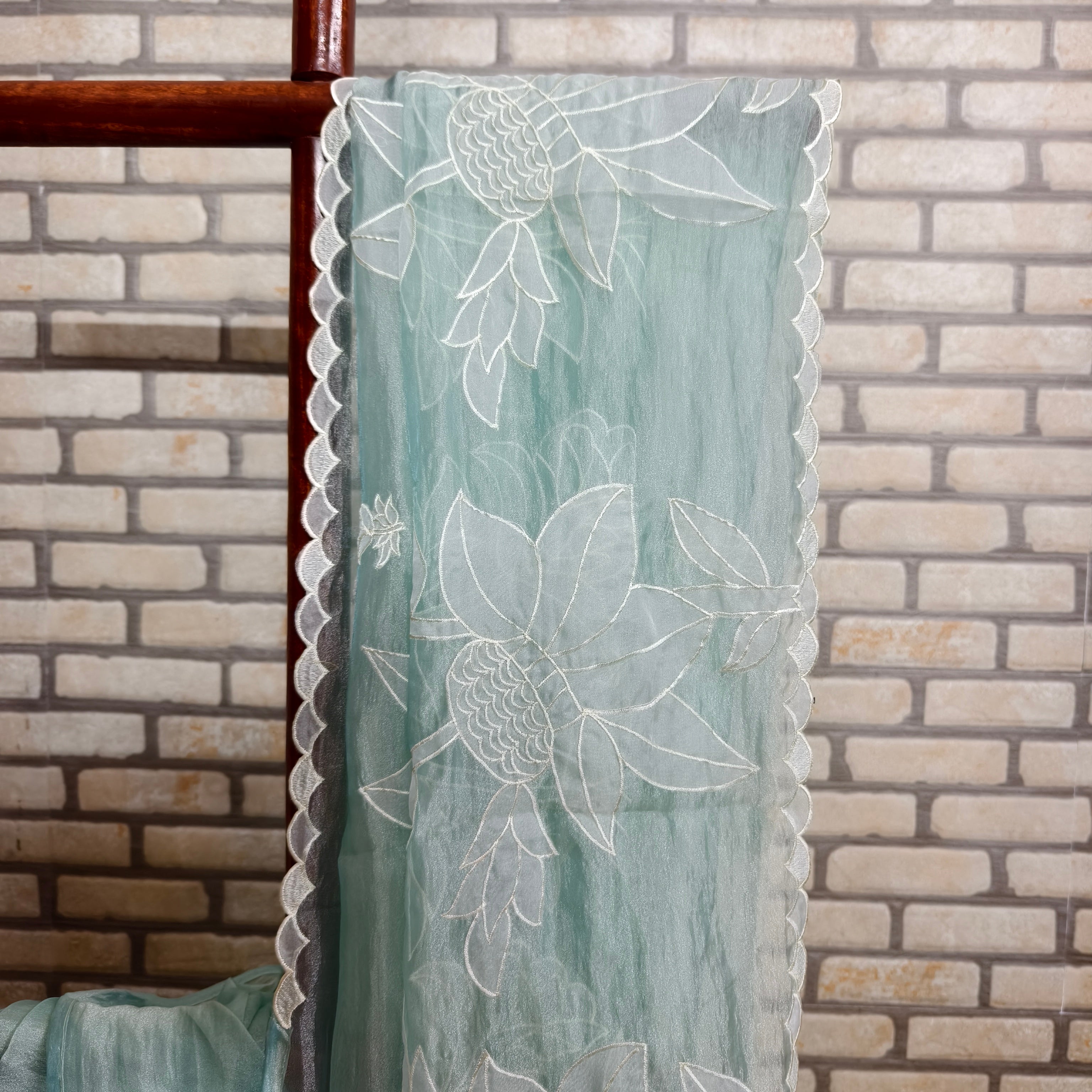 Pista Tissue Organza Saree