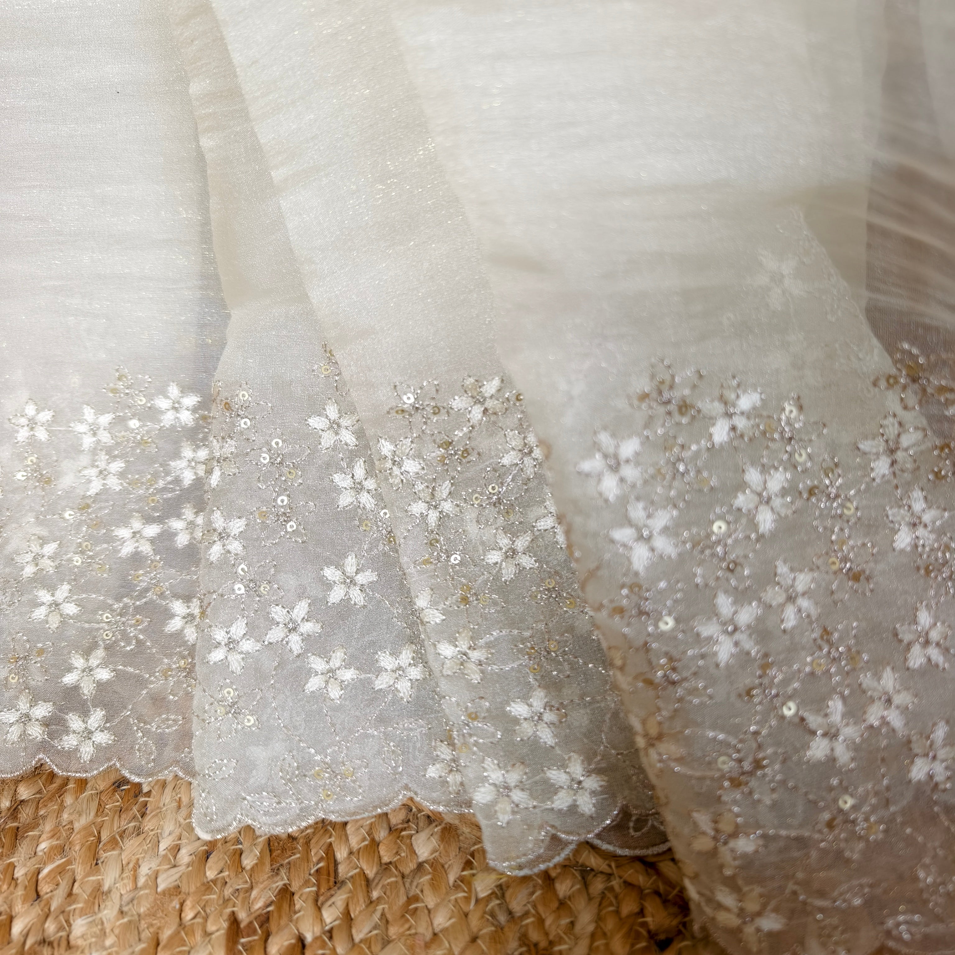 Cream Tissue Organza Saree