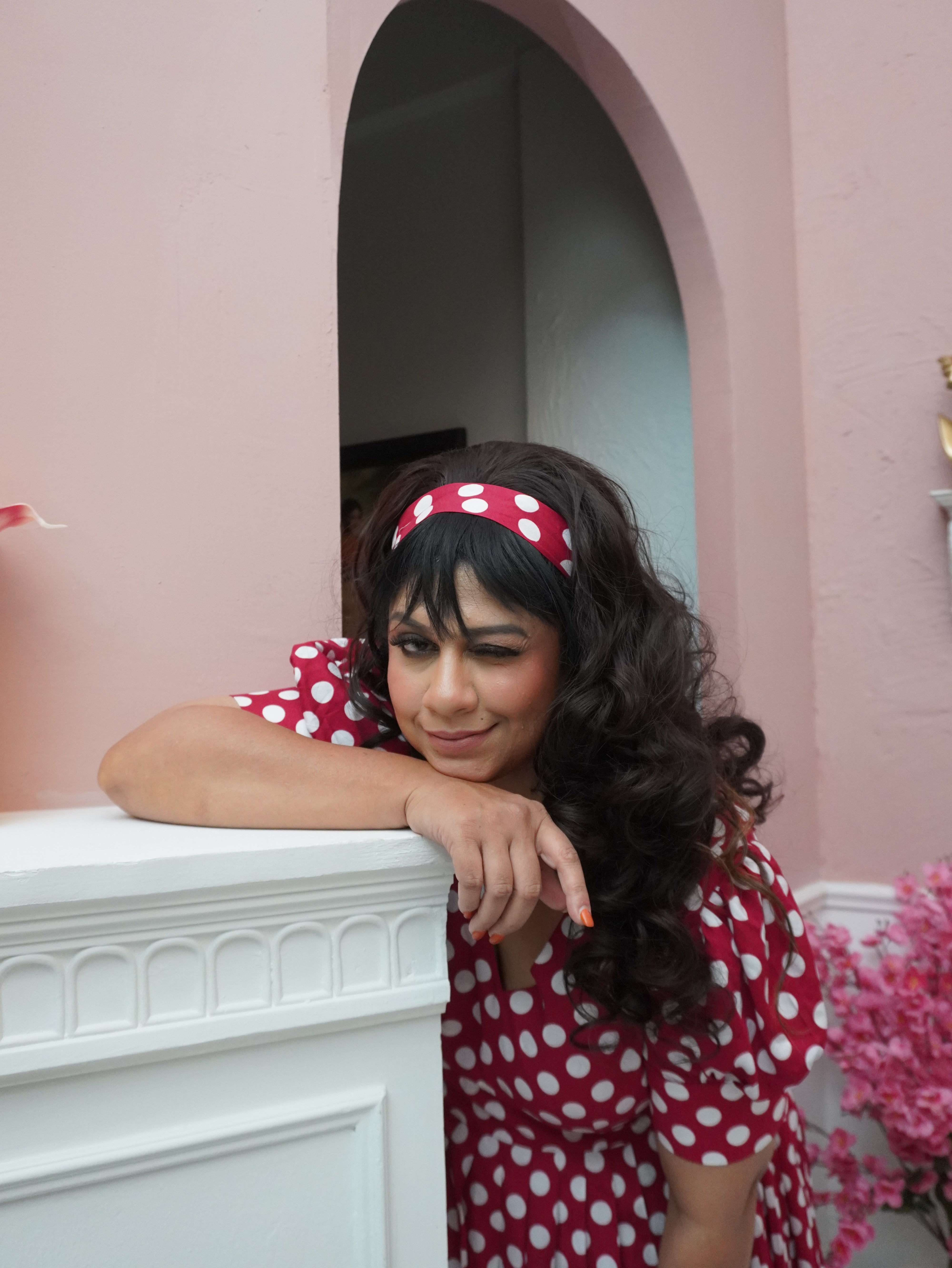 Red Rayon Polka Dots One Piece