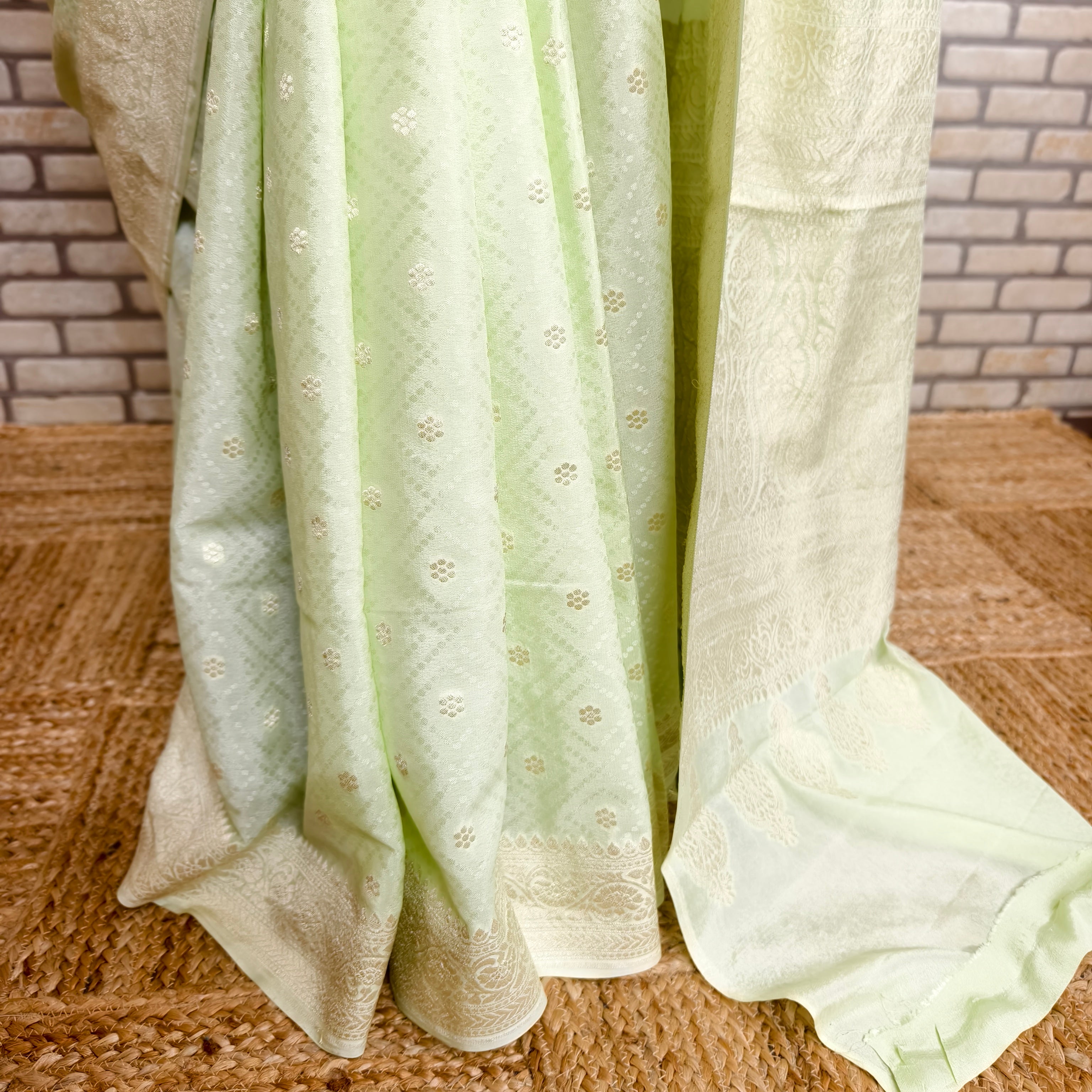 Pista Khaddi Georgette Saree