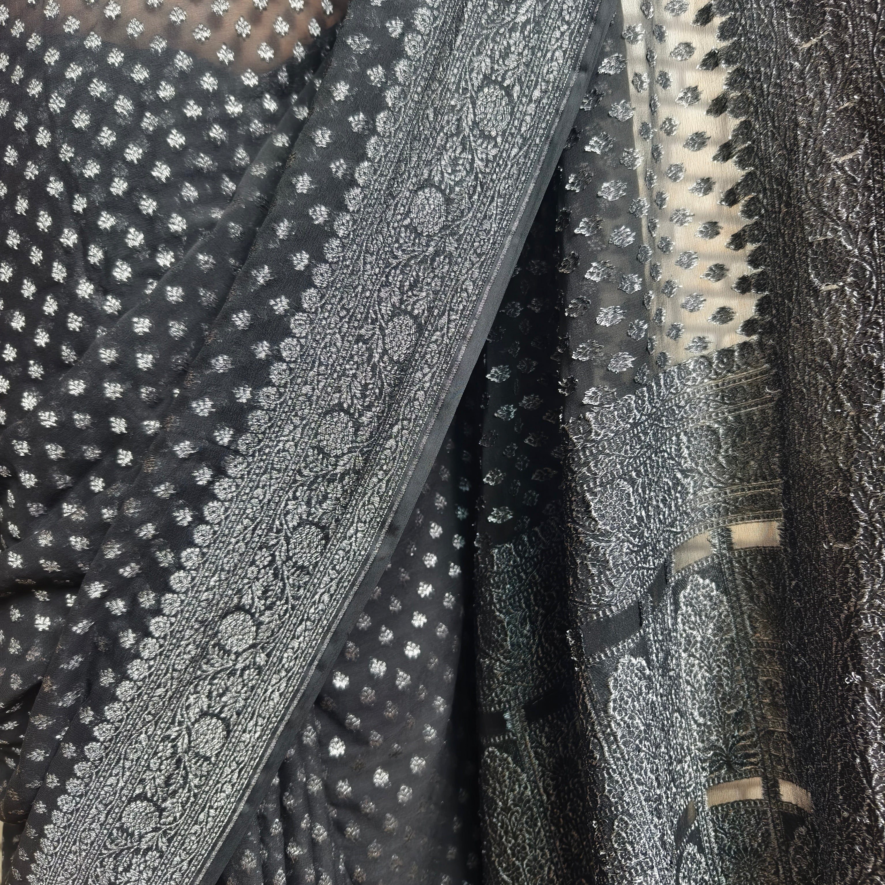 Stunning Black Khaddi Georgette Saree