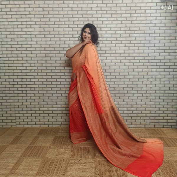Shaded Faint and Dark Khaddi Georgette Saree