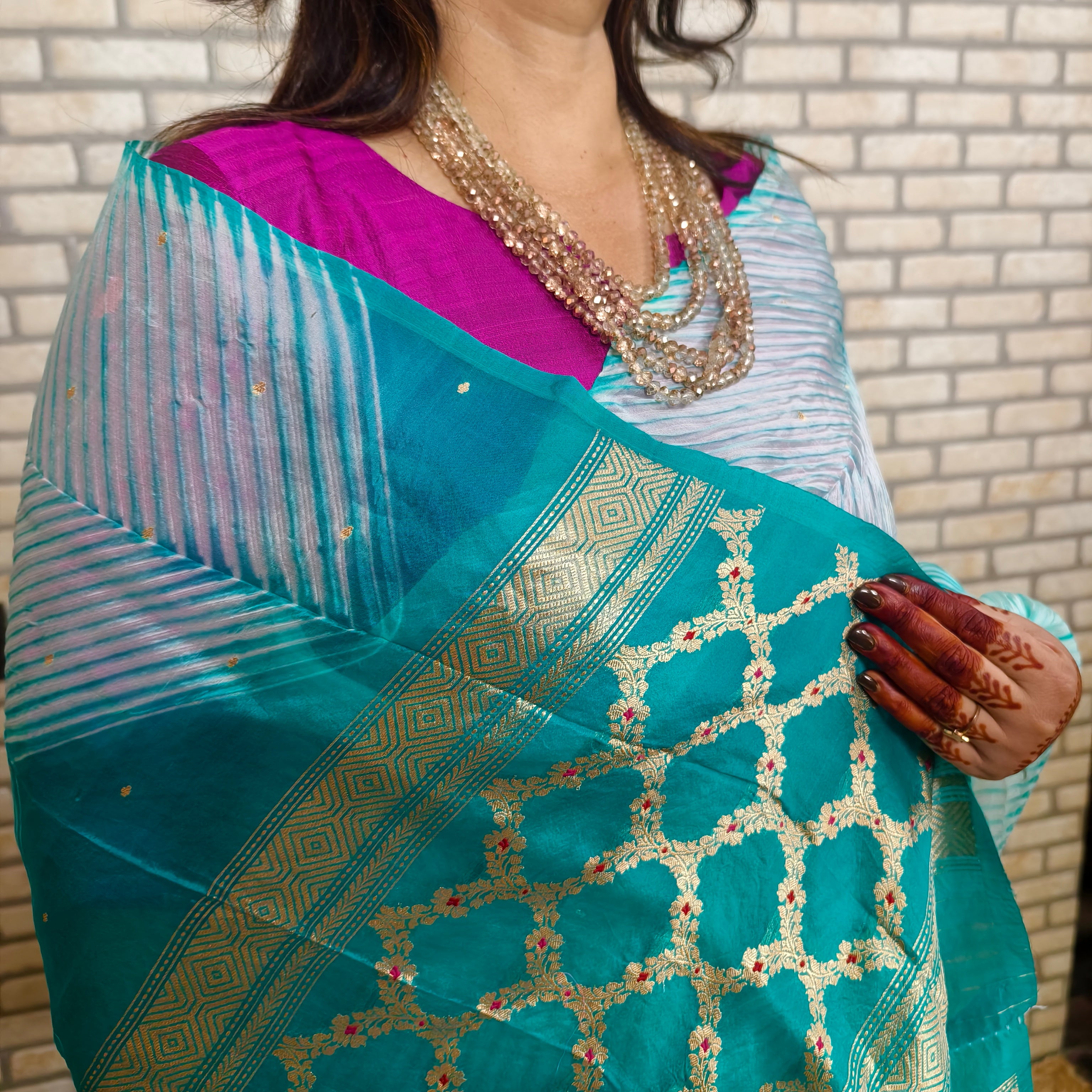 Teal Green Arasi Dyed Silk Organza Saree