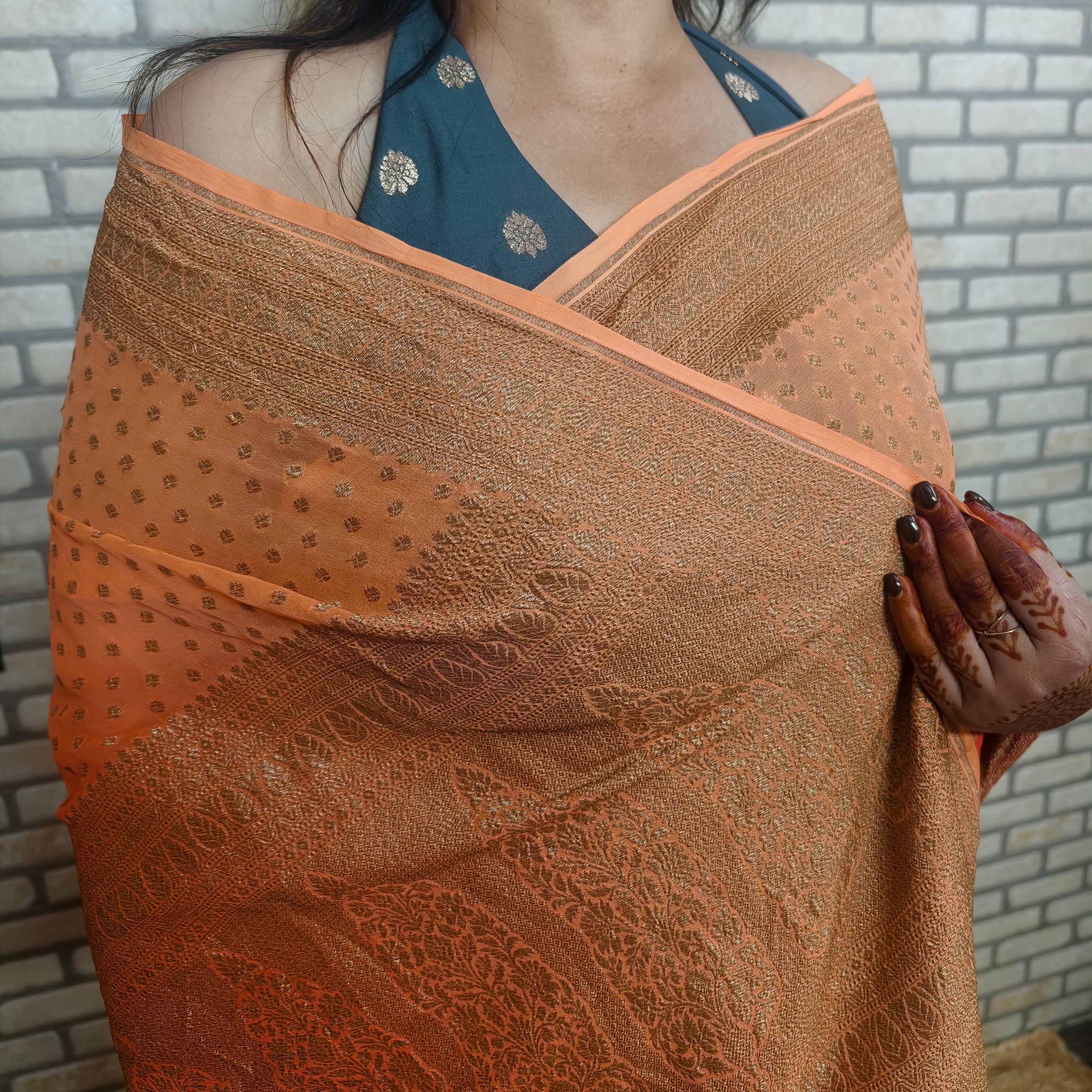 Shaded Faint and Dark Khaddi Georgette Saree