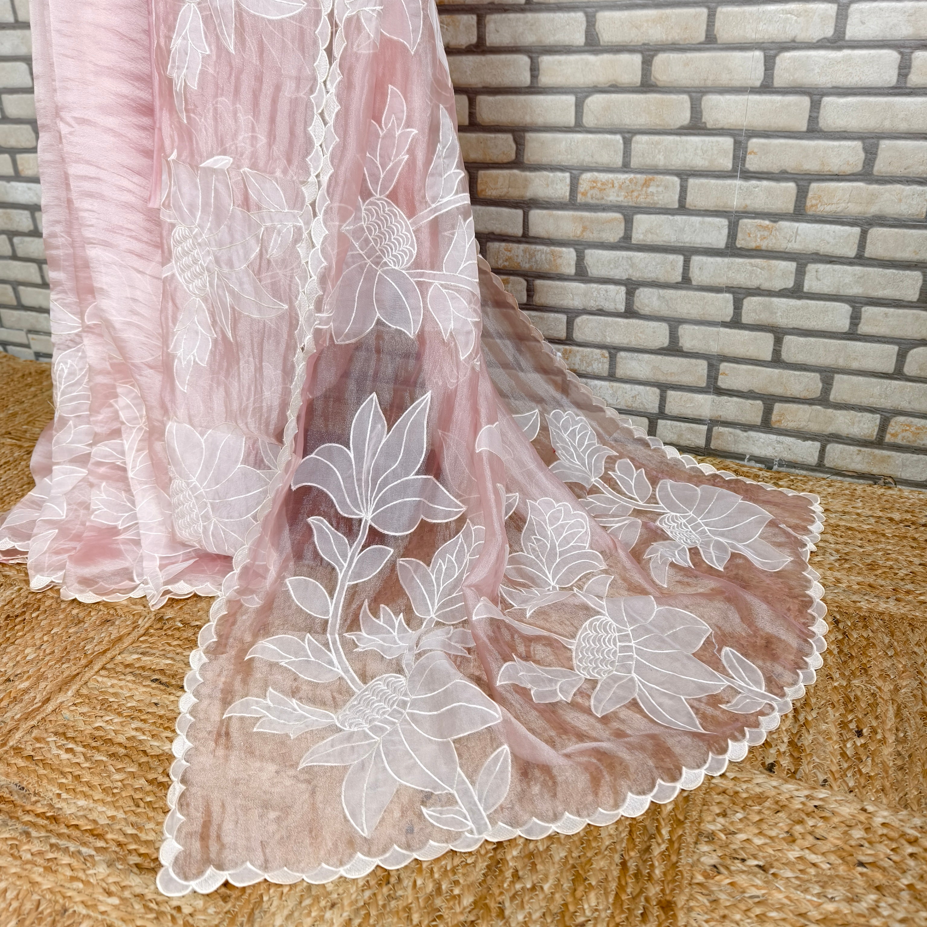 Pink Tissue Organza Saree