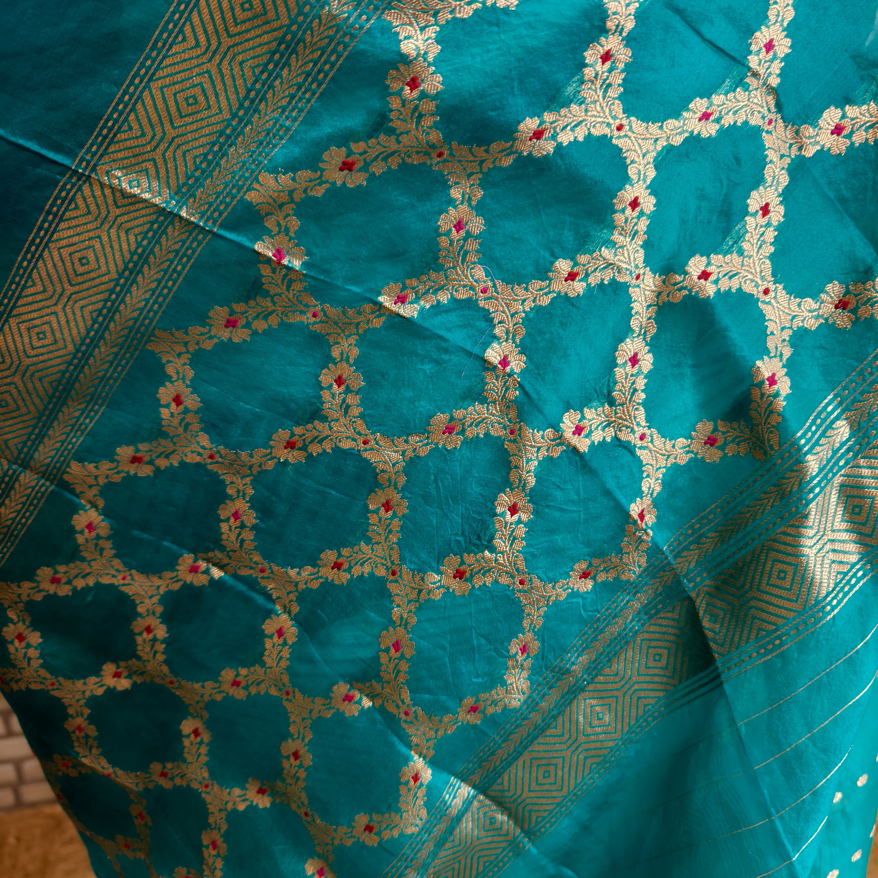 Teal Green Arasi Dyed Silk Organza Saree