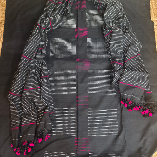 Black Cotton Kurta Dupatta Set