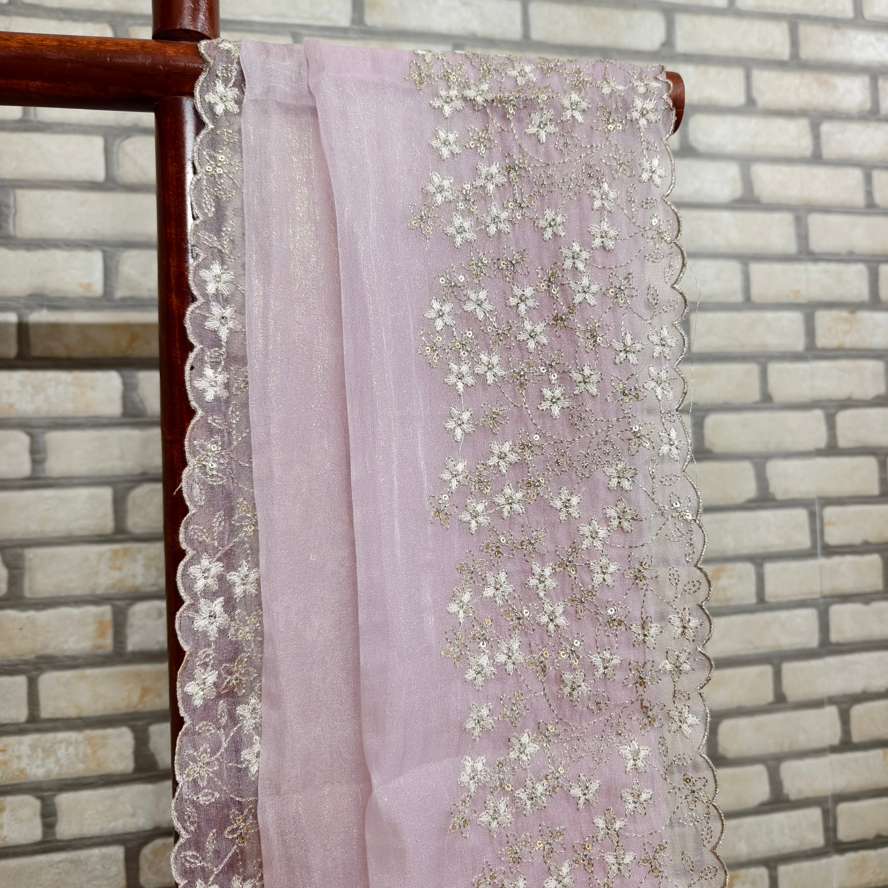Baby Pink Tissue Organza Saree