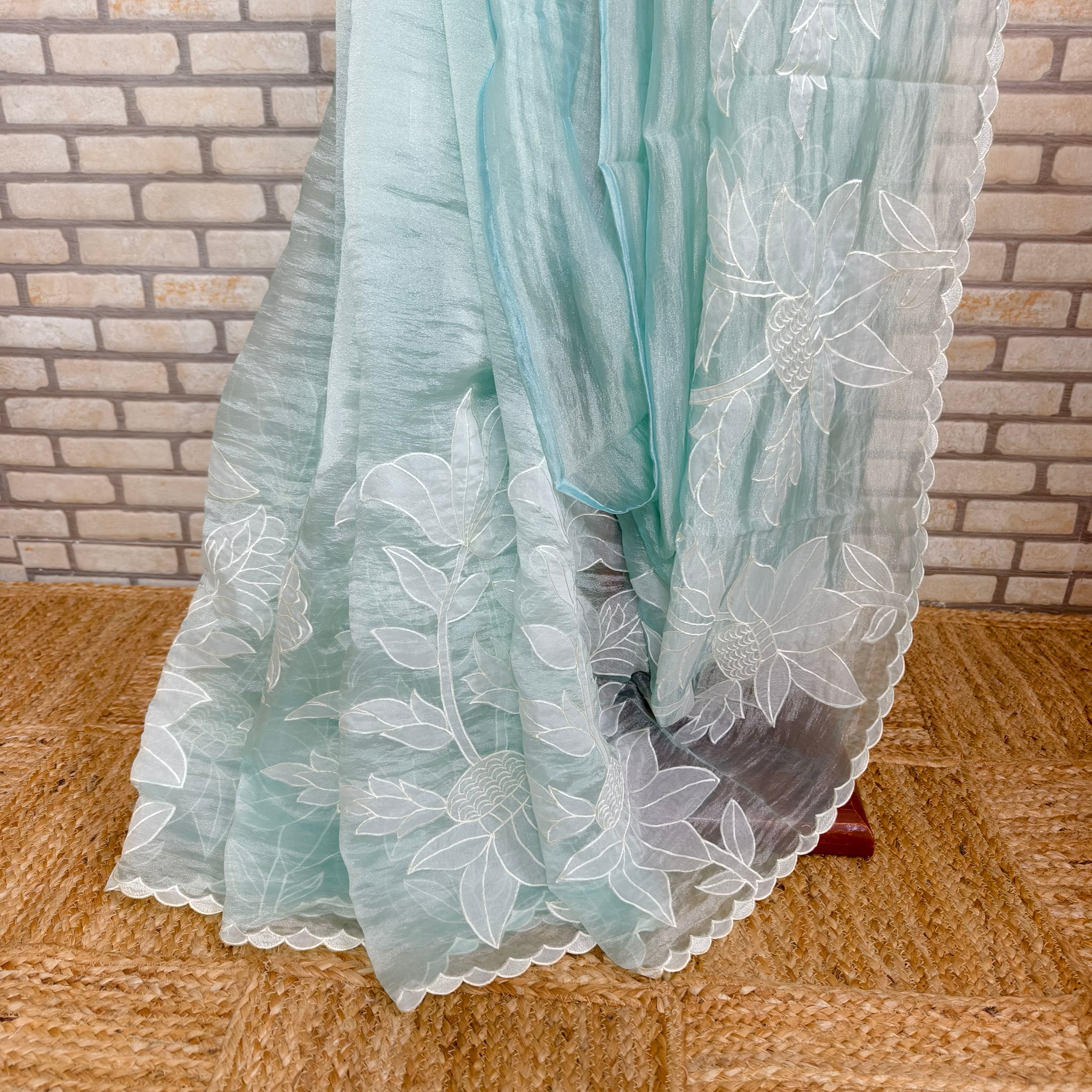 Pista Tissue Organza Saree