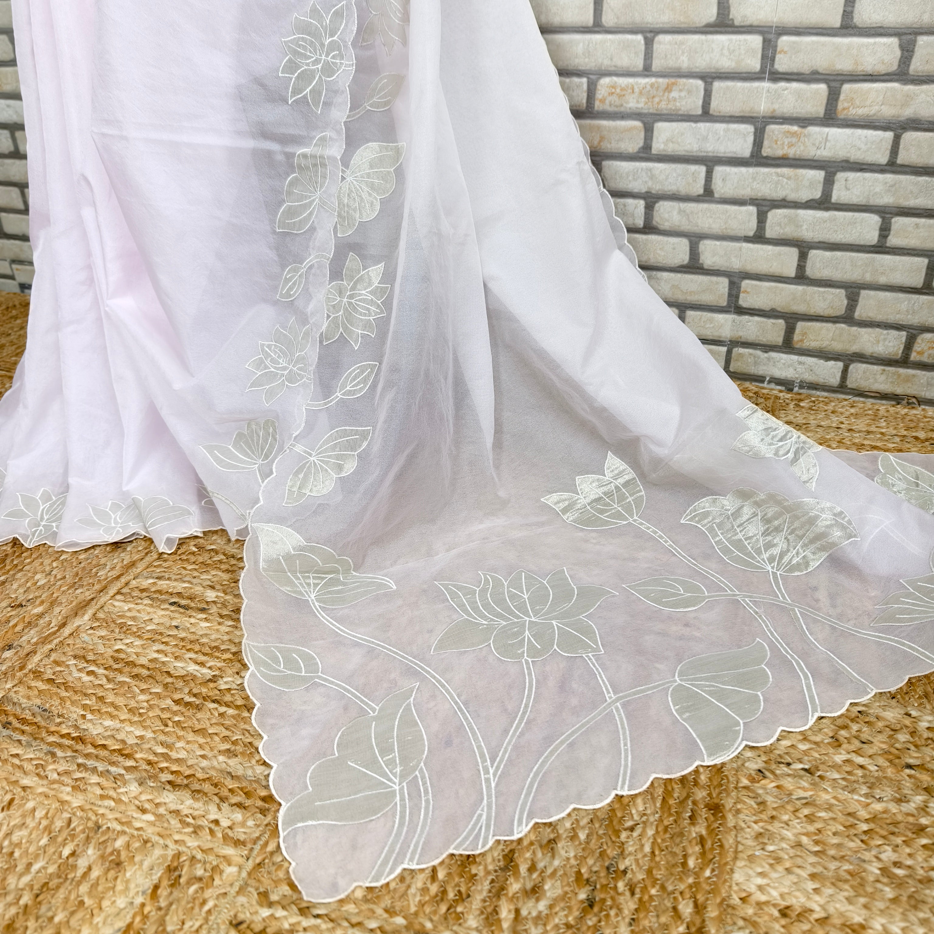 Baby Pink Organza Saree
