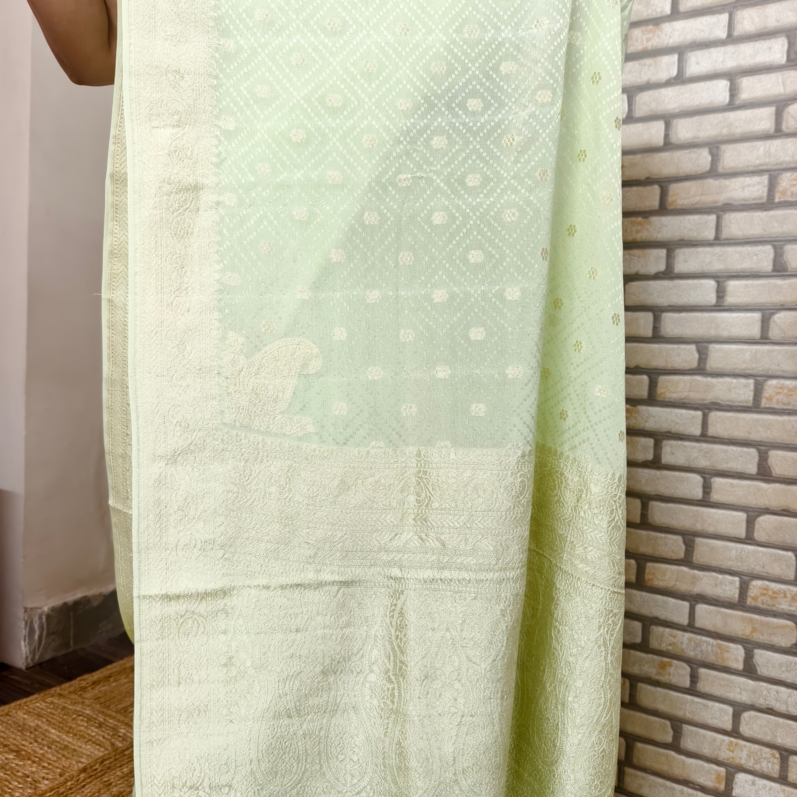 Pista Khaddi Georgette Saree