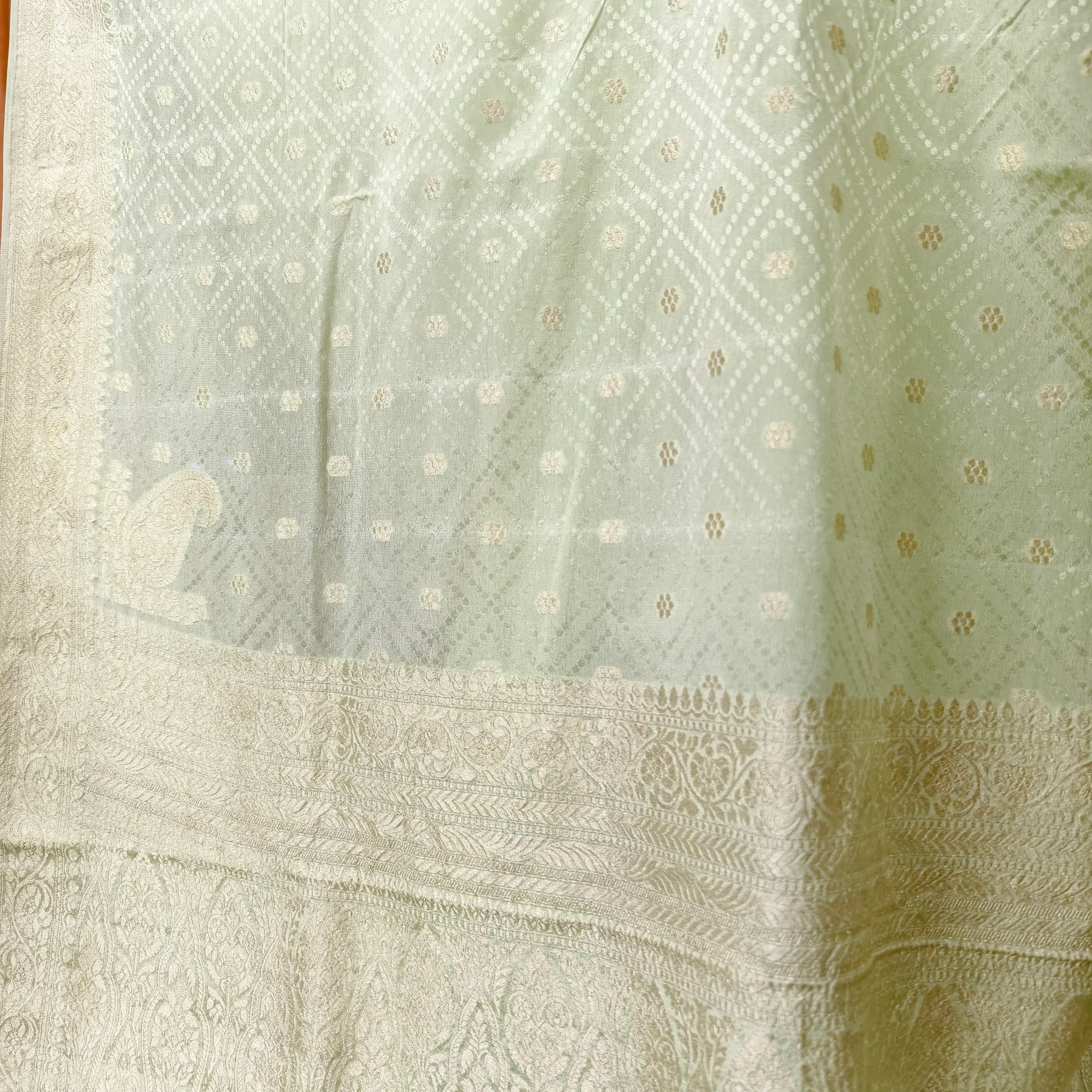 Pista Khaddi Georgette Saree